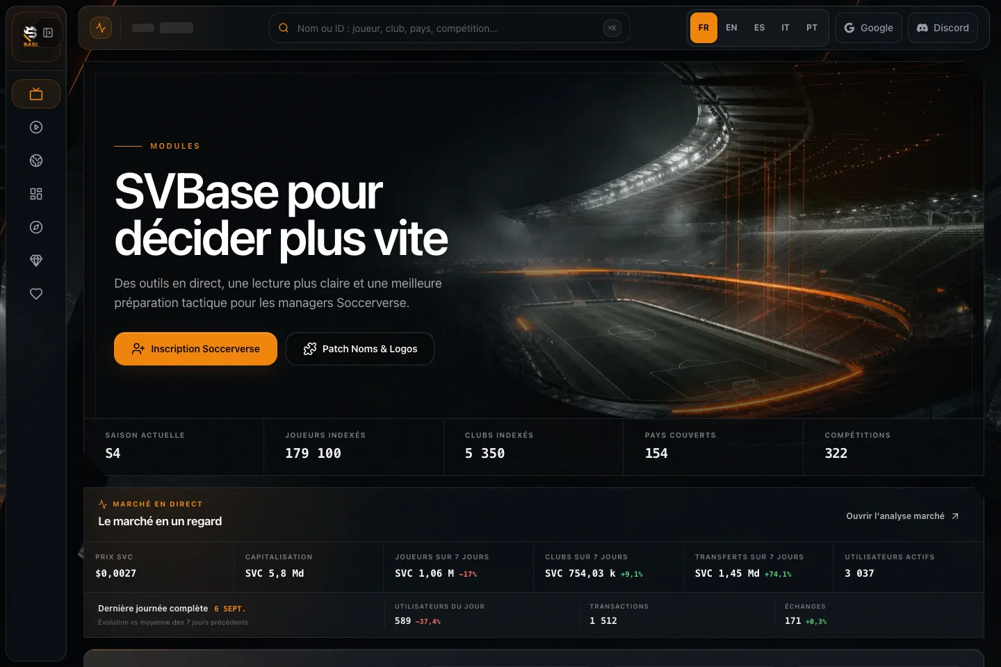 Aperçu du site SVBase